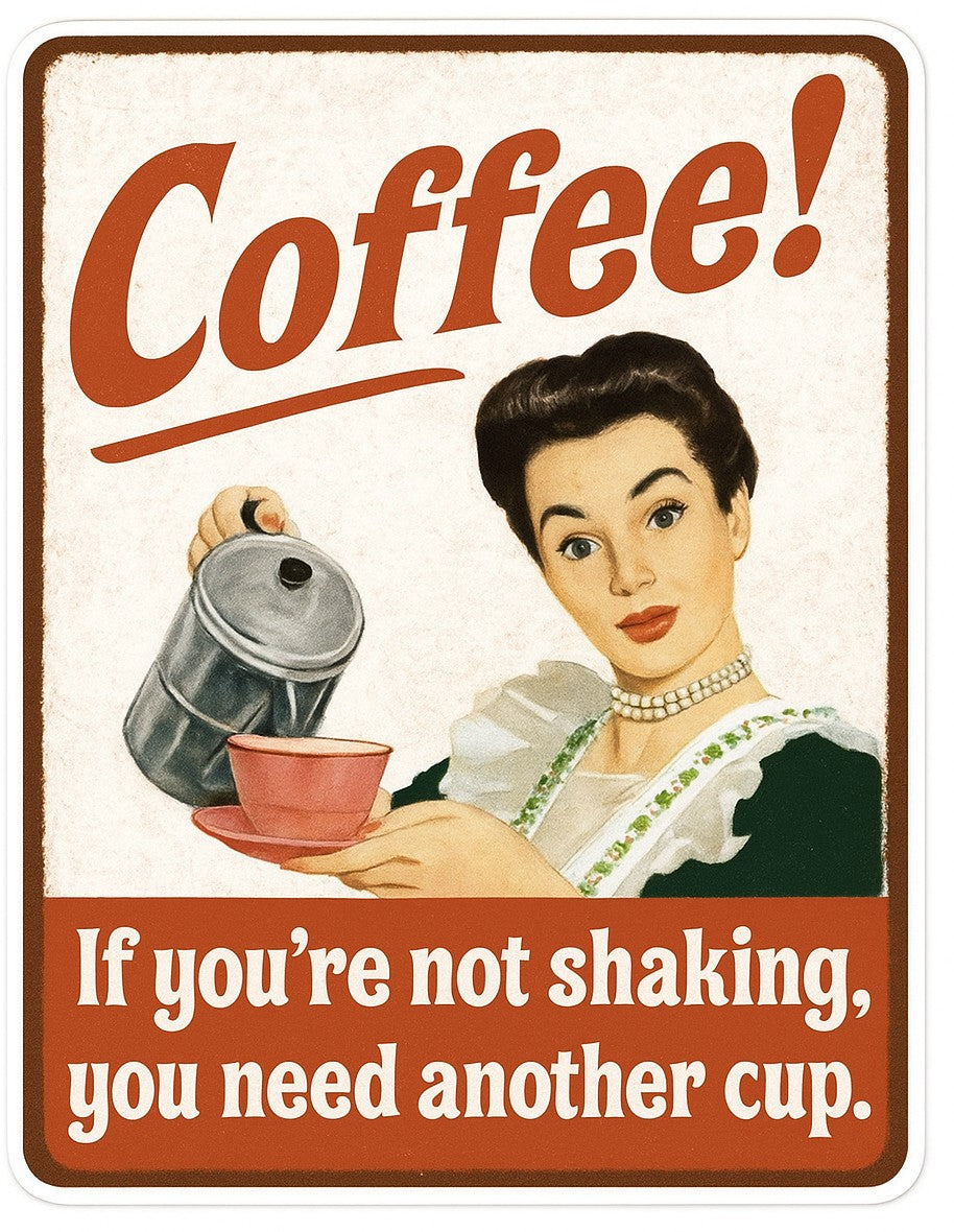 2" Vintage Coffee Sign Sticker