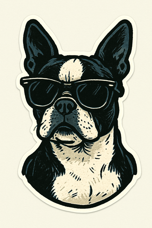 2" Cool Boston Terrier Dog Sticker